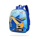 Kindergarten Cute Cartoon Kids School Bag for Boys and Girls (Crane Print - 3D)